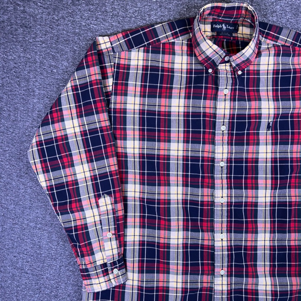 VTG Ralph Lauren Shirt Mens Large Plaid Blake Preppy Casual Button Down Tartan - Picture 6 of 15